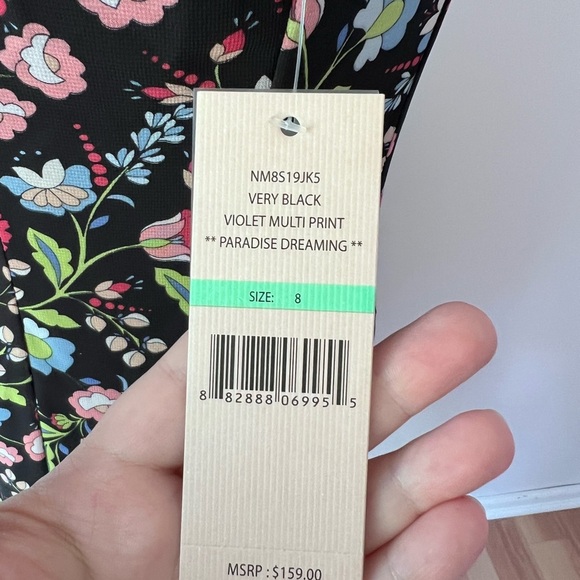 Nanette Lepore Floral Midi Dress - Black and Pink - Picture 7 of 8